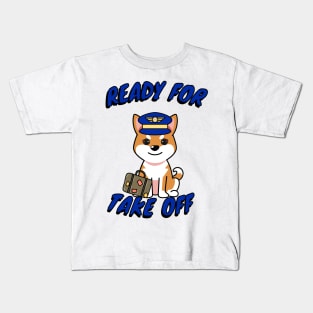 Cute Orange dog is a pilot Kids T-Shirt